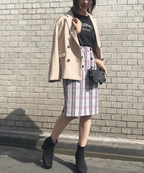 セール ボタン付きチェックタイトスカート ミッシュマッシュ Misch Masch Magaseek
