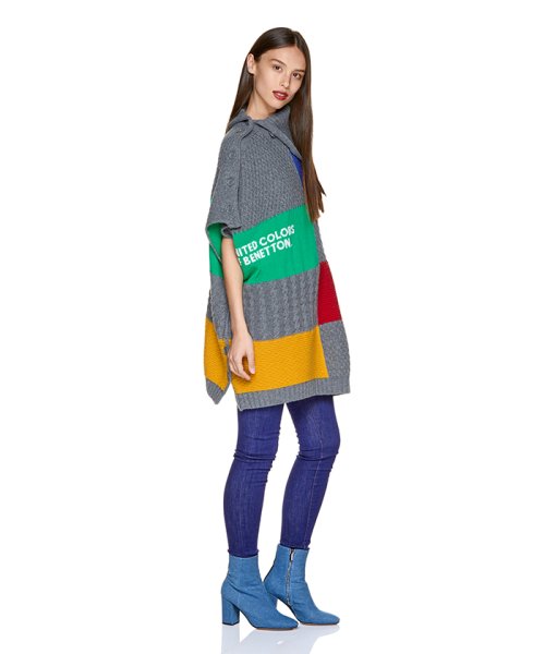 BENETTON (women)(ベネトン（レディース）)/ウールボックスロゴハイネックニットポンチョ/img01