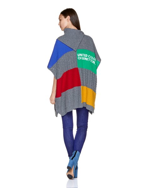 BENETTON (women)(ベネトン（レディース）)/ウールボックスロゴハイネックニットポンチョ/img02