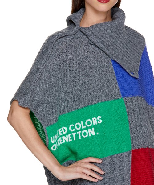 BENETTON (women)(ベネトン（レディース）)/ウールボックスロゴハイネックニットポンチョ/img04