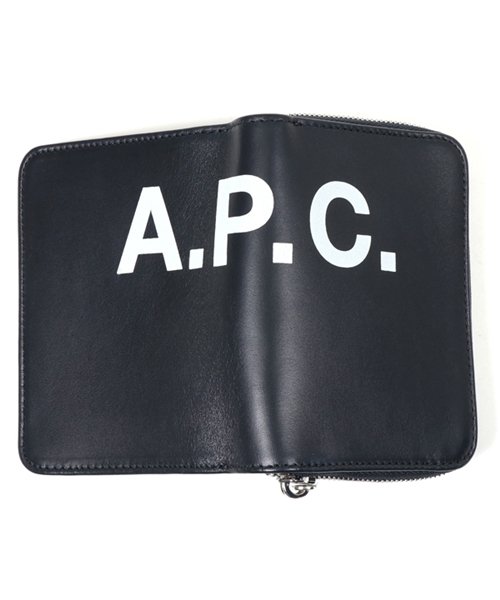 A.P.C.(アーペーセー)/PXAWV H63295 IAK emmanuel ロゴ レザー ラウンドファスナー 二つ折り財布 ミニ財布 ダークネイビー メンズ/img05