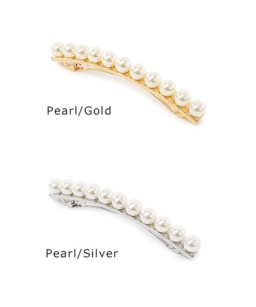 France Luxe(フランスラックス)/Pearl and Metal Long & Skinny Barrette 5645 パール ロング バレッタ 髪留め ヘアーアクセサリー カラー2色/img01