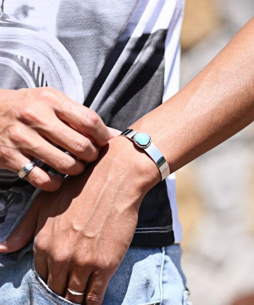 セール 15 Off シルバーストーン平打ちバングル バングル メンズ ブレスレット アクセサリー ラグスタイル Luxstyle Magaseek