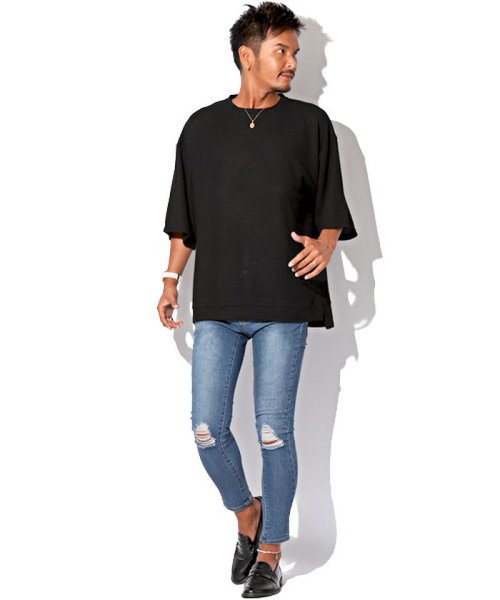 セール 15 Off ワッフルクルーネック五分袖ニットソー ニット メンズ ニットソー セーター Big オーバーサイズ ルーズシルエット ドロップショルダー 夏 Bitter ラグスタイル Luxstyle Magaseek