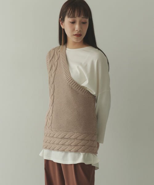 ITEMS URBANRESEARCH(アイテムズ アーバンリサーチ（レディース）)/ケーブルワンショルニット∴/img05