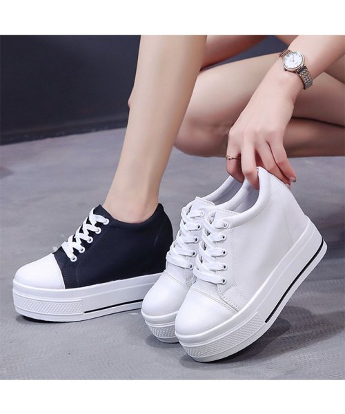 セール インヒール スニーカー レディース シューズ 厚底 スニーカー ローカット 靴 レースアップ 美脚 無地 ミニミニストア Miniministore Magaseek