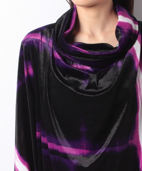 セール ベロアワンピース デジタルチェックプリント ピエール カルダン Pierre Cardin Magaseek