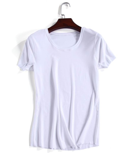 ALWAYS(ALWAYS（オルウェイズ）)/シームレスインナー[COOL] インナー レディース シームレス 切りっぱなし U型Teeシャツ Tシャツ 通気 吸湿 ストレッチ 伸縮性 ストレスフリー 薄手/img15