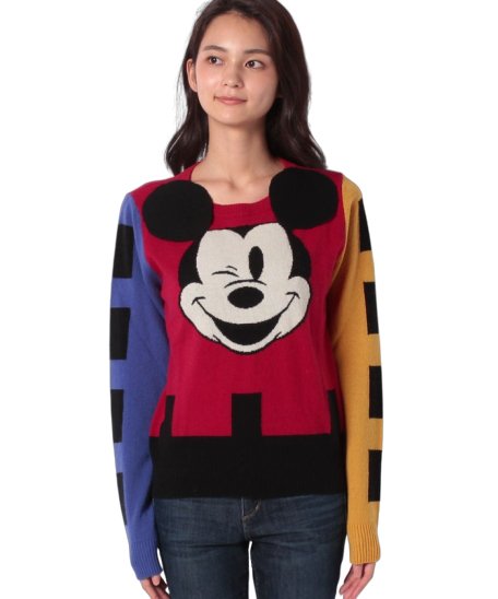 セール Disney ディズニー コラボ 配色ミッキーマウスニット セーター ベネトン レディース Benetton Women Magaseek