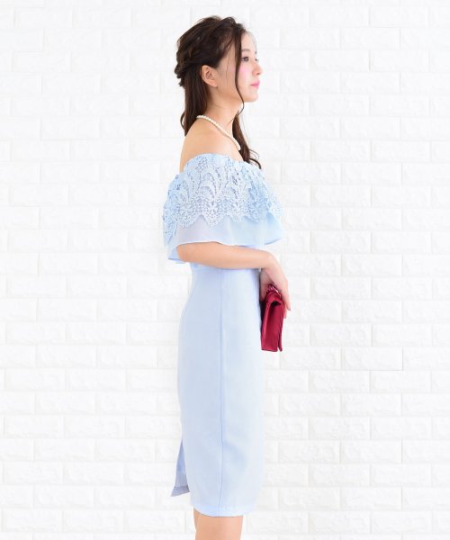 レースティアードフリルオフショルダーワンピース ドレス レースレディース Lace Ladies Magaseek