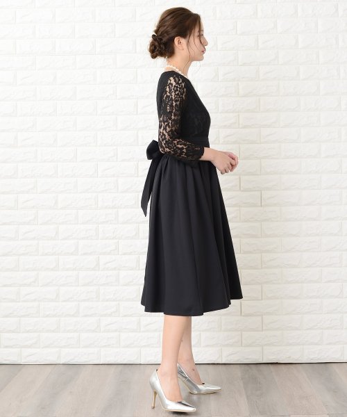 ウエストリボン付きレース切り替えフォーマルワンピース ドレス レースレディース Lace Ladies Magaseek ウエストリボン付きレース切り替えフォーマルワンピース ドレス レースレディース Lace Ladies Magaseek