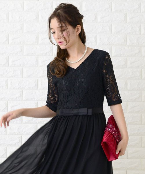 Lace Ladies(レースレディース)/レース＆シフォンAラインロングワンピース・ドレス/img06