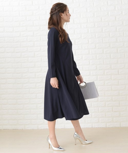 シンプル長袖フォーマルミモレ丈ワンピース ドレス レースレディース Lace Ladies Magaseek