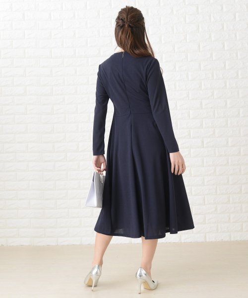 シンプル長袖フォーマルミモレ丈ワンピース ドレス レースレディース Lace Ladies Magaseek