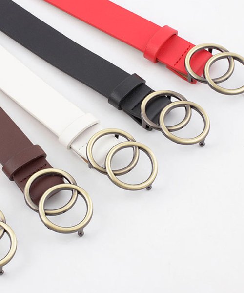セール 30 Off レザー ベルト レディース おしゃれ ダブルリングベルト サークルバックル ベルト ミニミニストア Miniministore Magaseek