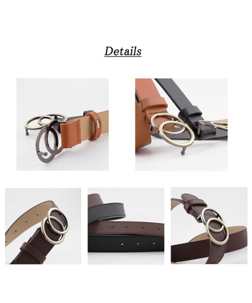セール レザー ベルト レディース おしゃれ ダブルリングベルト サークルバックル ベルト ミニミニストア Miniministore Magaseek