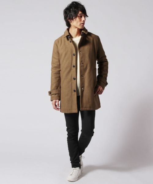 THE CASUAL(ザ　カジュアル)/(スプ) SPU WOOL/700G/30％ メルトンフードJKT(中綿THERMOLITE)ショートステンカラーコート/img06