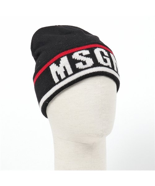 MSGM(MSGM)/2740 ML10 カシミヤ混 ウール ニットキャップ ニット帽 リブ 帽子 ロゴ 99/ブラック他 メンズ/img02