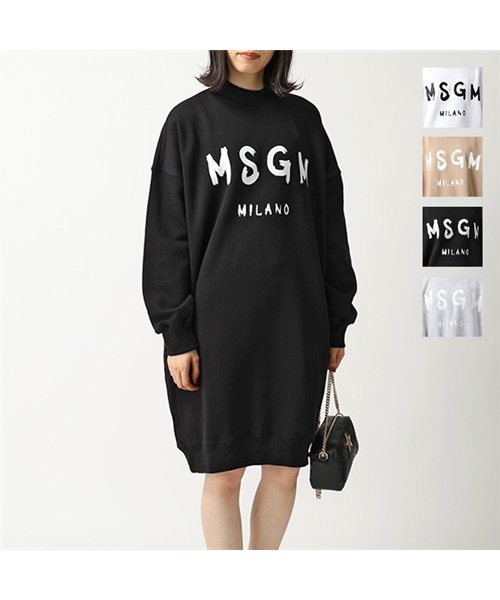 セール 2741mda67 オーバーサイズ スウェット 長袖 トレーナー ワンピース チュニック ペイントロゴ 裏起毛 カラー4色 レディース エムエスジーエム Msgm Magaseek