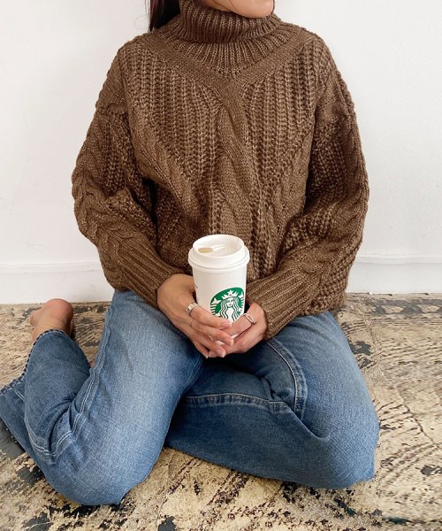 トップス レディース 冬 ニット セーター ブラウス ハイネック ニットブラウス セーター 着回し抜群 冬物 防寒対策 レディースファッションセーター ゆったり ドゥーベル Doux Belle Magaseek