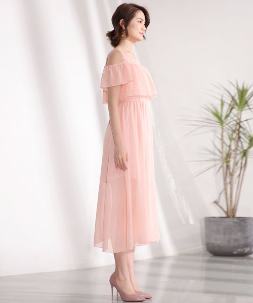 セール シフォンワンピース 裏地あり 肩だし ドゥーベル Doux Belle Magaseek