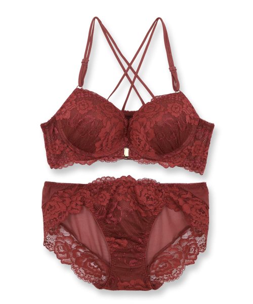 fran de lingerie(フランデランジェリー)/ベーシックな総レースで楽しむバッククロス×フロントホックしっかり盛って、デコルテ美人 「クロスレース ペアブラジャー（ワイヤー有り）」 ブラジャーショーツセット/img15