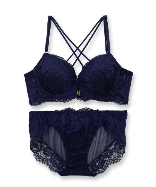 fran de lingerie(フランデランジェリー)/ベーシックな総レースで楽しむバッククロス×フロントホックしっかり盛って、デコルテ美人 「クロスレース ペアブラジャー（ワイヤー有り）」 ブラジャーショーツセット/img17