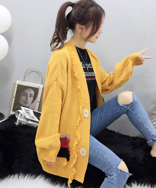 セール カーディガン レディース 秋冬 韓国ファッション Bigシルエット カーデ ボタン ミニミニストア Miniministore Magaseek