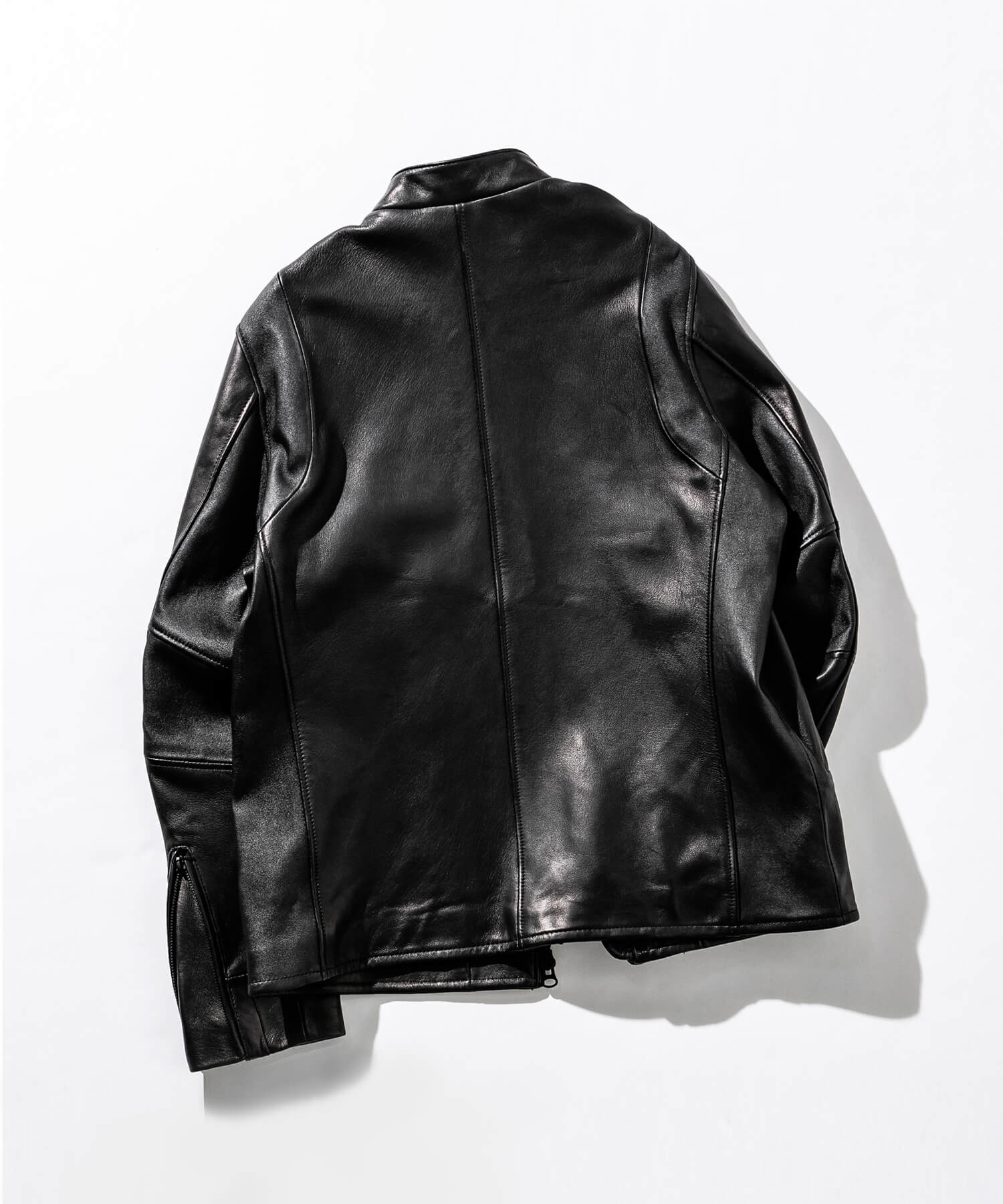 LEON掲載】ストレッチレザーシングルライダースジャケット LEON掲載】ストレッチレザーシングルライダースジャケット