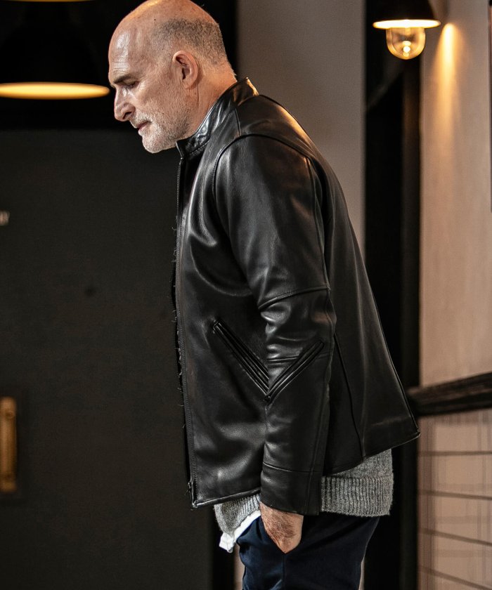 FAKTOR 気まず ホースレザーシングルライダース LEON 干場 BLACK