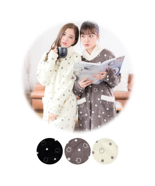 Dita ふわもこソフトマイクロへちま襟猫柄ルームウェア ワンピース ガウン ディータ Dita Magaseek