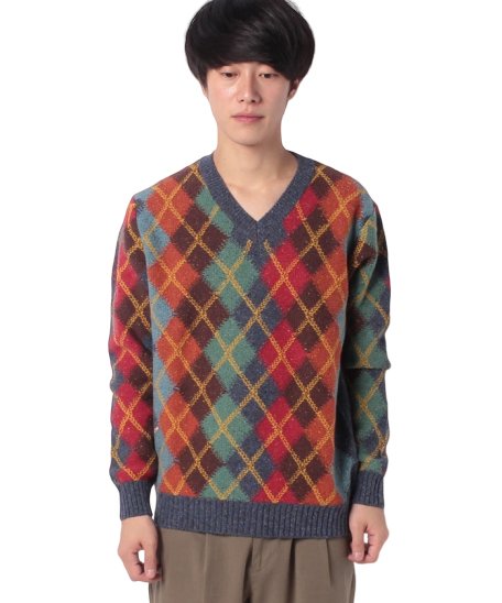セール アーガイルニット セーター ベネトン メンズ Benetton Mens Magaseek