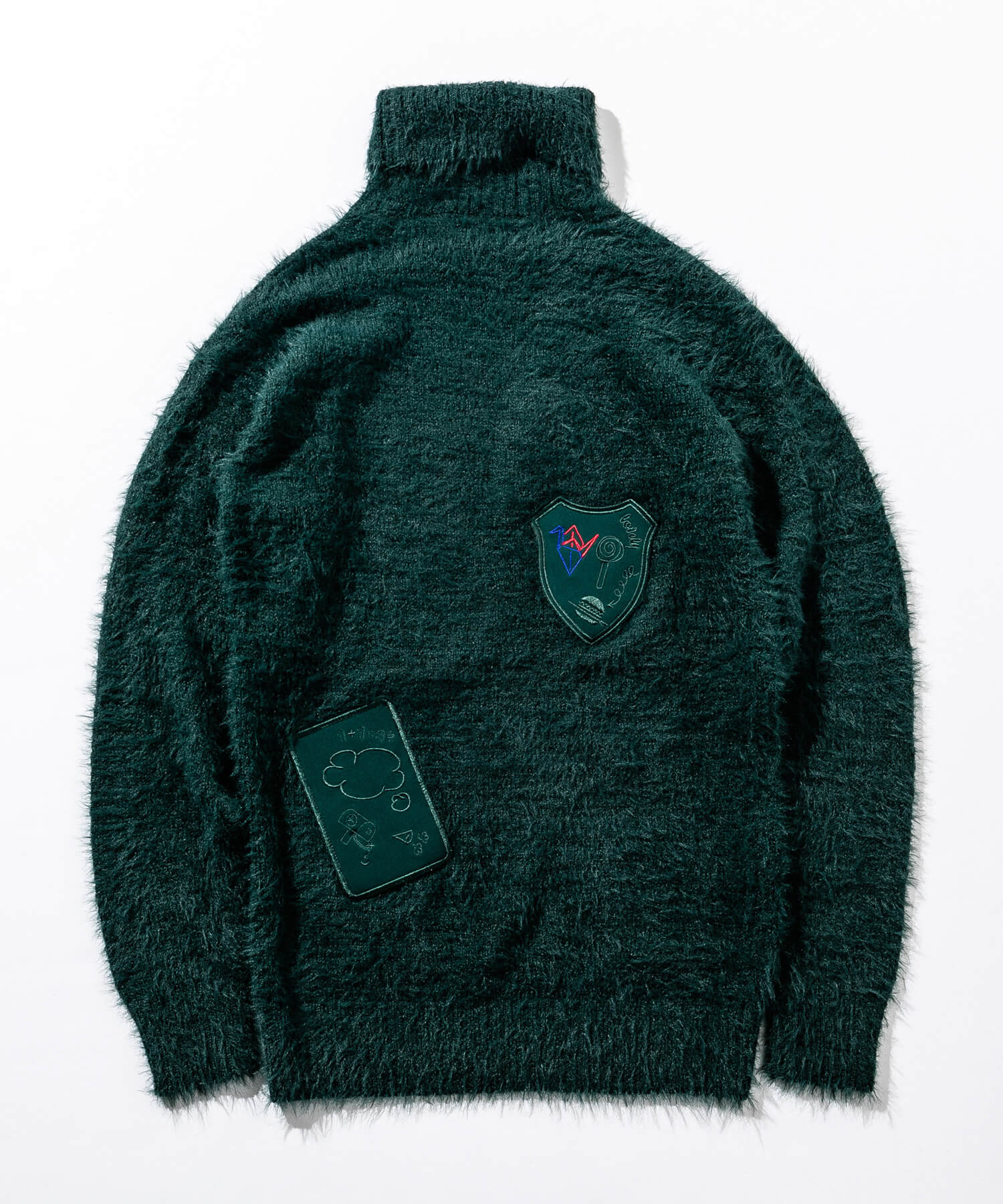 LEON掲載】1+1=3 ワッペンデザイン起毛タートルネックニット(502590116