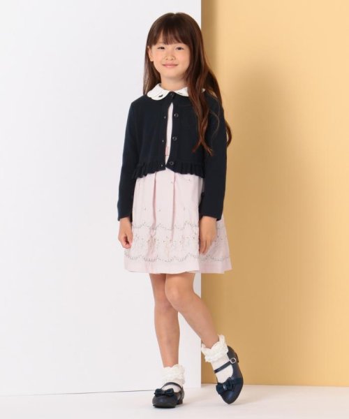 ひなちゃん着用/110－140cm】グログランアーチフラワー刺繍 ワンピース  