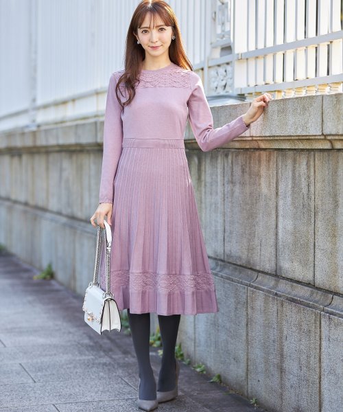 tocco closet luxe(トッコクローゼットリュクス)/レース切替ニットワンピース/img03