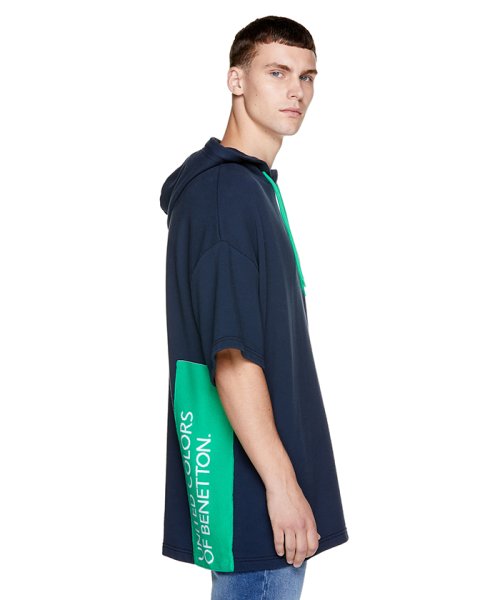 セール バナーロゴ半袖スウェットパーカーjcc ベネトン メンズ Benetton Mens Magaseek