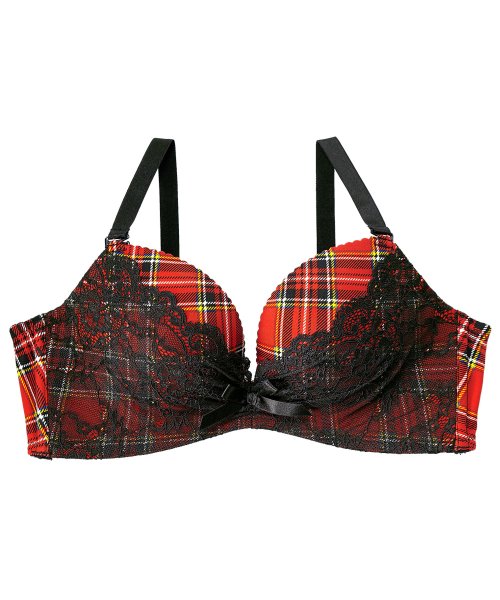 セール 盛りブラ タータンチェックレース ノンワイヤー 超盛ブラ R 単品ブラジャー ブラジャー 下着 女性 ノンワイヤー ブラジャー ワイヤレス 超盛ブラ エメフィール Aimerfeel Magaseek