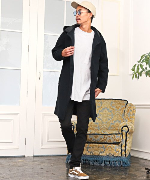 セール ウールフーデッドコート ロングコート メンズ コート ウール メルトン Bitter ビター系 冬 ラグスタイル Luxstyle Magaseek