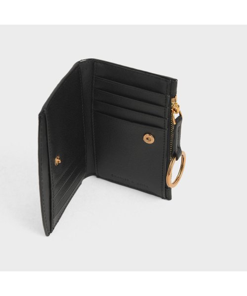 スナップボタンカードホルダー Snap Button Card Holder Black チャールズ アンド キース Charles Keith Magaseek