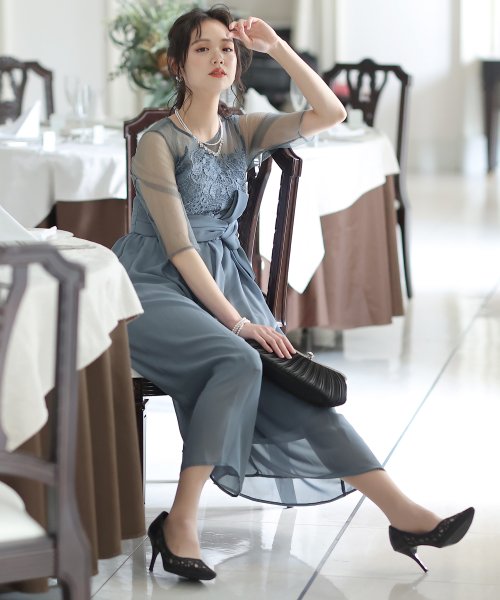 レースオールインワン パンツスーツ/結婚式ワンピース・同窓会・成人式・セレモニー大きいサイズ対応フォーマルパーティードレス 