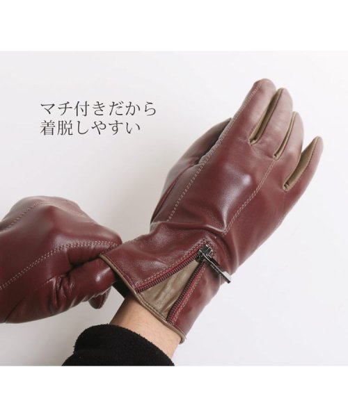 sankyoshokai(サンキョウショウカイ)/スマホ対応ラム革カシミヤ100％ライナー手袋ファスナーデザイン/img12