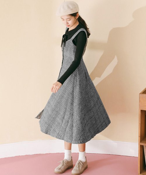 セール】グレンチェック ワンピース 秋冬 大人(502841277) | ミニミニ  