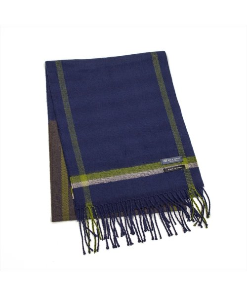 マフラー ビジネス メンズ ウィメンズ ネイビー系 チェック柄