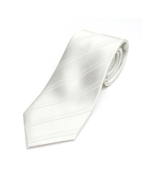 TOKYO SHIRTS(TOKYO SHIRTS)/ネクタイビジネス 冠婚葬祭礼装 絹100%  白系 ストライプ織柄/img02