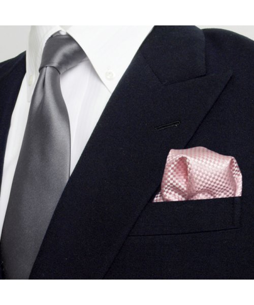 TOKYO SHIRTS(TOKYO SHIRTS)/ポケットチーフ絹100% ピンク バスケット織柄/img04