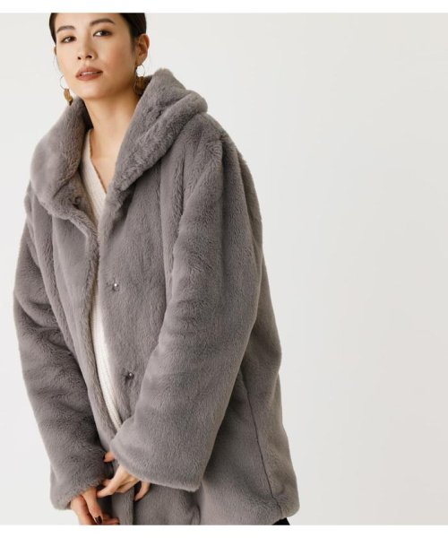 AZUL by moussy(アズールバイマウジー)/SHAWL COLLAR ECO FUR COAT/img17