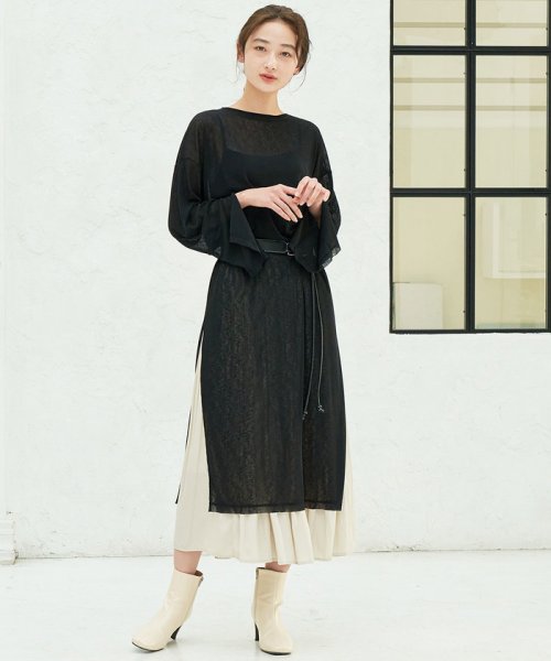 セール シアー袖スリットワンピース ビス Vis Magaseek