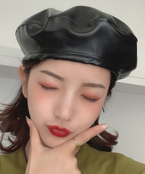 セール 5 Off Puベレー帽 レディース帽子 秋冬 レザー帽子 無地 おしゃれ ベレー帽子 人気 ミニミニストア Miniministore Magaseek