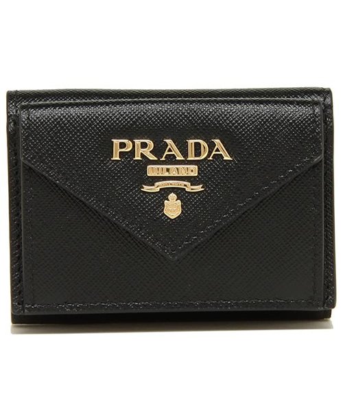 セール プラダ 財布 Prada 1mh021 2e3k F0002 Saffiano Leather サフィアーノ レザー レディース 三つ折り財布 無地 Black 502868574 プラダ Prada Magaseek