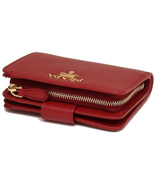 セール プラダ 財布 Prada 1ml018 Qwa F068z Saffiano レディース 二つ折り財布 無地 Fuoco 赤 プラダ Prada Magaseek